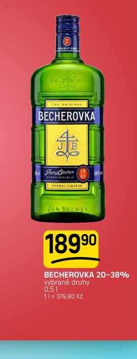 BECHEROVKA 20-38% vybrané druhy 0,5l v akci