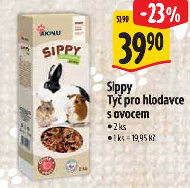 Sippy Tyč pro hlodavce s ovocem, 2 ks