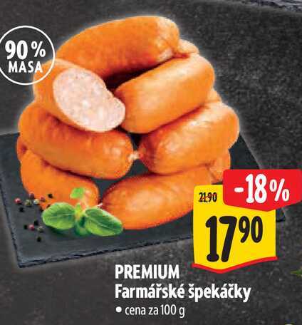 PREMIUM Farmářské špekáčky, cena za 100 g