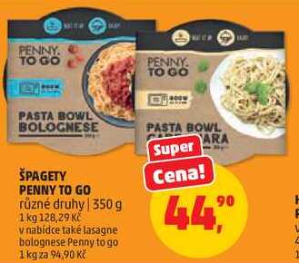 ŠPAGETY PENNY TO GO různé druhy, 350 g