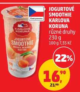 JOGURTOVE SMOOTHIE KARLOVA KORUNA různé druhy, 230 g