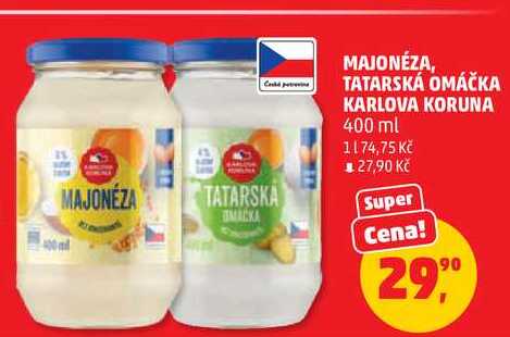 MAJONÉZA, TATARSKÁ OMÁČKA KARLOVA KORUNA, 400 ml