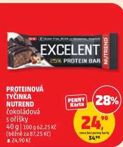 NUTREND proteinová tyčinka čokoládová s oříšky, 40 g