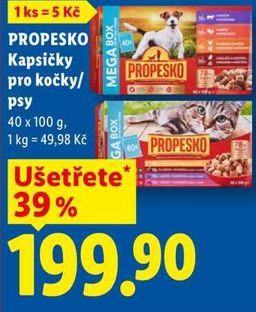 PROPESKO Kapsičky pro kočky/ psy 40 x 100 g