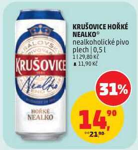 KRUŠOVICE HOŘKÉ NEALKO nealkoholické pivo plech, 0,5 l