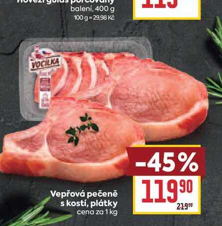 Vepřová pečeně s kostí, plátky 1kg