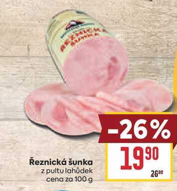 Řeznická šunka z pultu lahůdek cena za 100 g