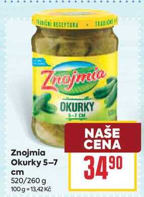Znojmia Okurky 5-7 cm 520/260 g 