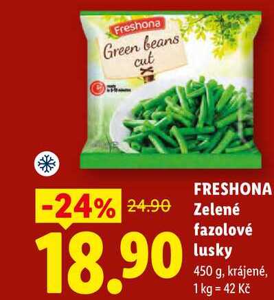 FRESHONA Zelené lusky fazolové, 450 g