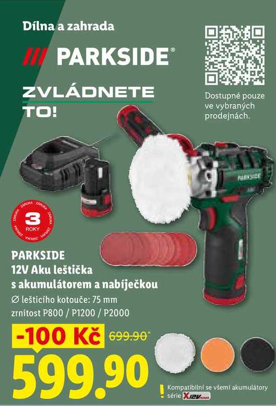 PARKSIDE 12V Aku leštička s akumulátorem a nabíječkou