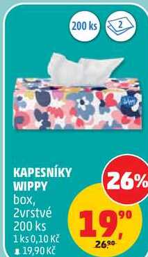 KAPESNÍKY WIPPY box, 2vrstvé, 200 ks