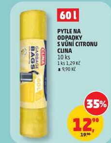 PYTLE NA ODPADKY SVŮNÍ CITRONU CLINA, 10 ks