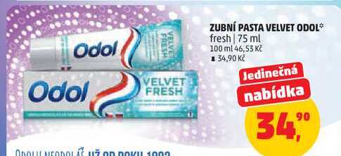 ODOL VELVET ZUBNÍ PASTA FRESH, 75 ml 