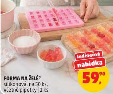 FORMA NA ŽELÉ silikonová, na 50 ks, včetně pipetky, 1 ks