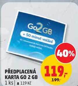 PŘEDPLACENÁ KARTA GO 2 GB, 1 ks