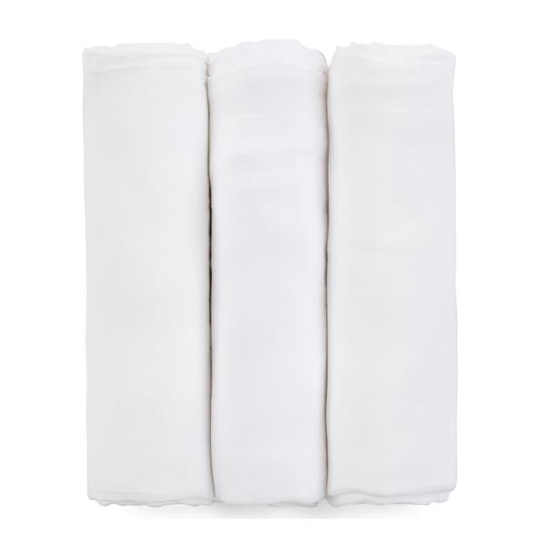 Petite&Mars Sada plen bambusová mušelínová 3ks Moussy Total White, 68x68 cm