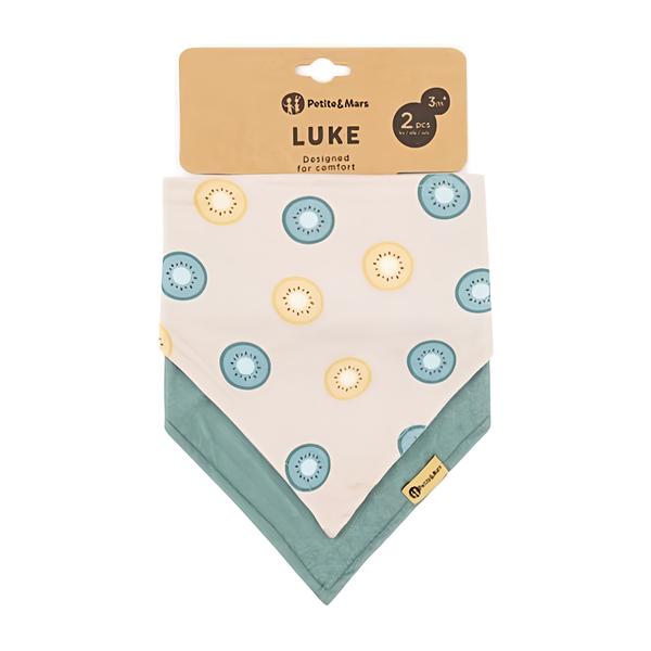 Petite&Mars Bryndák Bandana Luke Beige Kiwis & Misty Green, 3m+