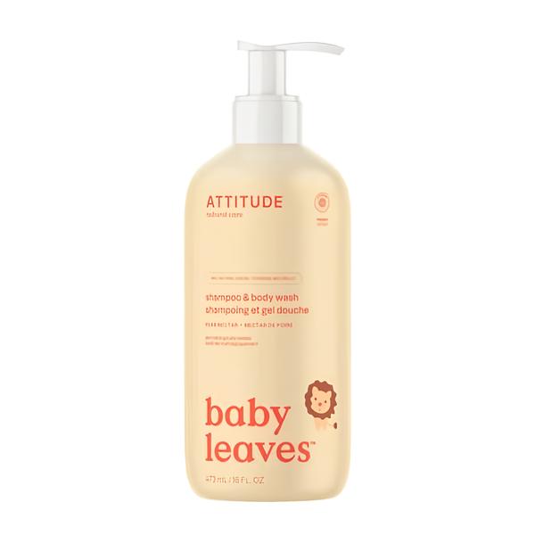 Attitude Baby leaves Dětské tělové mýdlo a šampon 2v1 s vůní hruškové šťávy