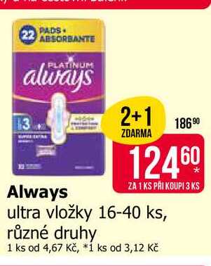 Always ultra vložky 16-40 ks, různé druhy