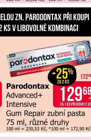 Parodontax Advanced+ Intensive Gum Repair zubní pasta 75 ml, různé druhy