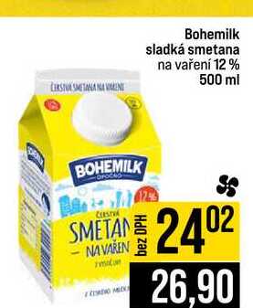 Bohemilk sladká smetana na vaření 12% 500 ml