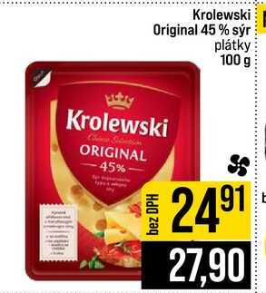 Krolewski Original 45% sýr plátky 100 g