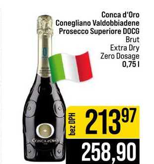 Conca d'Oro Conegliano Valdobbiadene Prosecco Superiore DOCG Brut Extra Dry Zero Dosage 0,75l