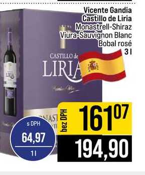 Vicente Gandia Castillo de Liria Monastrell-Shiraz Viura-Sauvignon Blanc Bobal 3l 