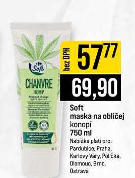 Soft maska na obličej konopí 750 ml