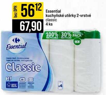 Essential kuchyňské utěrky 2-vrstvé classic 4 ks 
