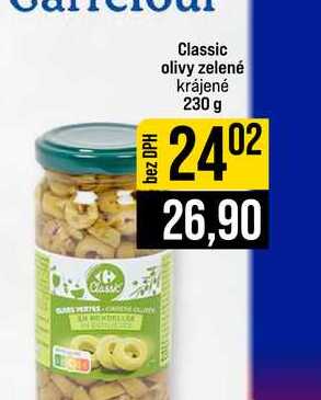 Classic olivy zelené krájené 230 g