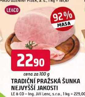 TRADIČNÍ PRAŽSKÁ ŠUNKA NEJVYŠŠÍ JAKOSTI 100g