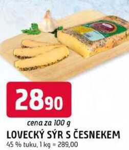 LOVECKÝ SÝR S ČESNEKEM 45 % tuku, 100 g