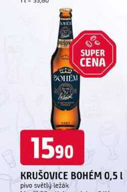KRUŠOVICE BOHÉM 0,5 L pivo světlý ležák