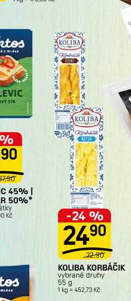 KOLIBA KORBÁČIK vybrané druhy 55 g
