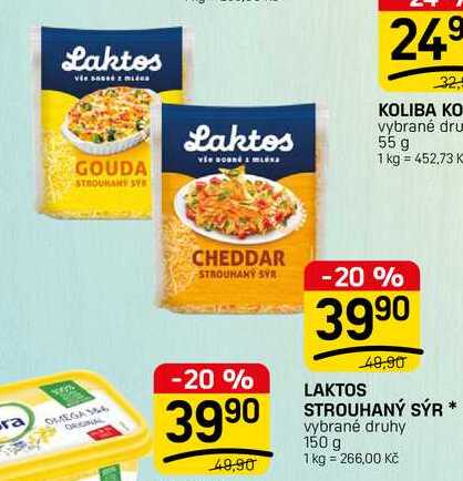 LAKTOS STROUHANÝ SÝR * vybrané druhy 150 g