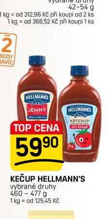 KEČUP HELLMANN'S vybrané druhy 460-477 g