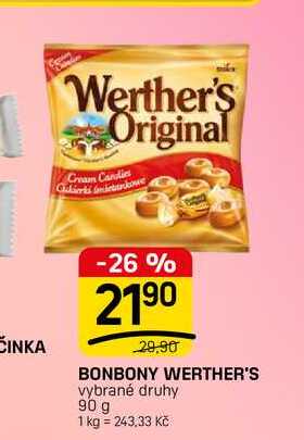 BONBONY WERTHER'S vybrané druhy 90 g