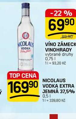 NICOLAUS VODKA EXTRA JEMNÁ 37,5% 0,5l