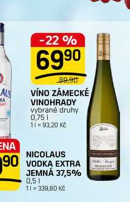 VÍNO ZÁMECKÉ VINOHRADY vybrané druhy 0,75l