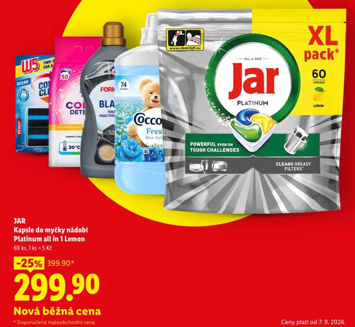 JAR Kapsle do myčky nádobí Platinum all in 1 Lemon, 60 ks