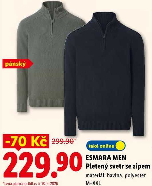 ESMARA MEN Pletený svetr se zipem