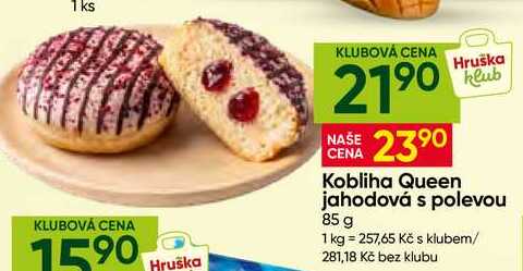 Kobliha Queen jahodová s polevou 85 g 