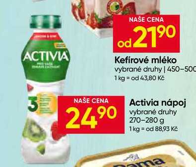 Activia nápoj vybrané druhy 270-280 g