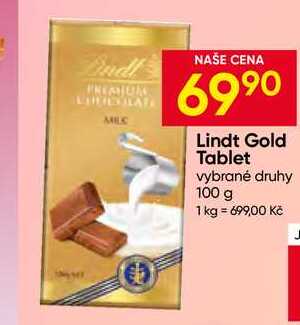 Lindt Gold Tablet vybrané druhy 100 g