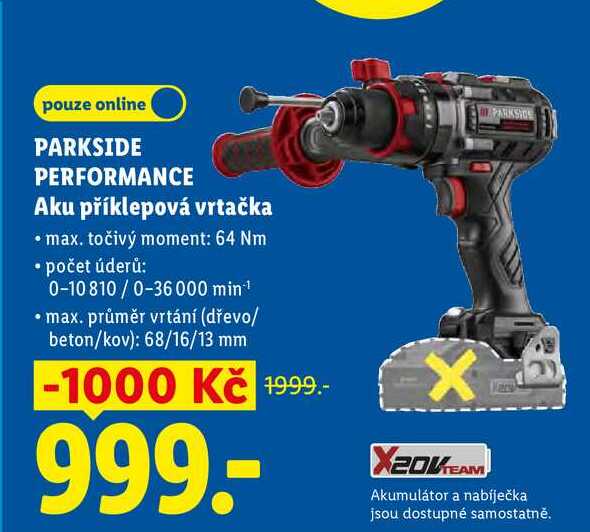 PARKSIDE PERFORMANCE Aku příklepová vrtačka