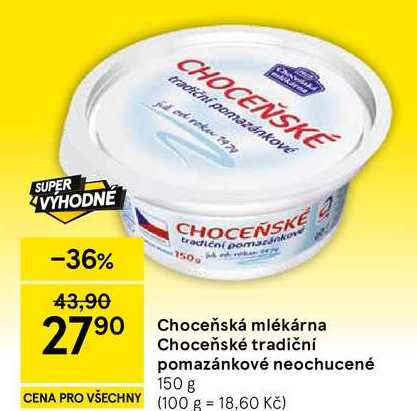 Choceňská mlékárna Choceňské tradiční pomazánkové neochucené, 150 g 