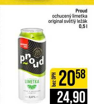 Proud ochucený limetka original světlý ležák 0,5l