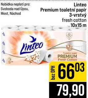 Linteo Premium toaletní papír 3-vrstvý fresh cotton 10x15 m