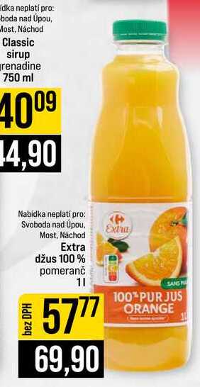 Extra džus 100% pomeranč 1l